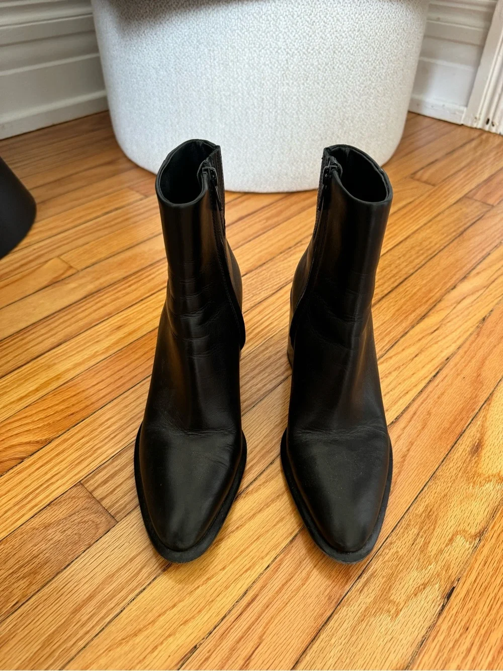 Alexander Wang Black Leather Ankle Booties with Block Heel